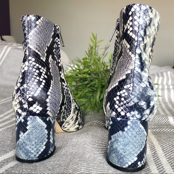 MARC FISHER Jarli Snake Print Leather Heeled Booties - Picture 10 of 13